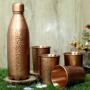 Humran Export's Unique 900ml Copper Water <b>Bottle</b> Handmade High Glossy Polish Eco-Friendly Boiling Applicable for Car Party Use - Product Image 1