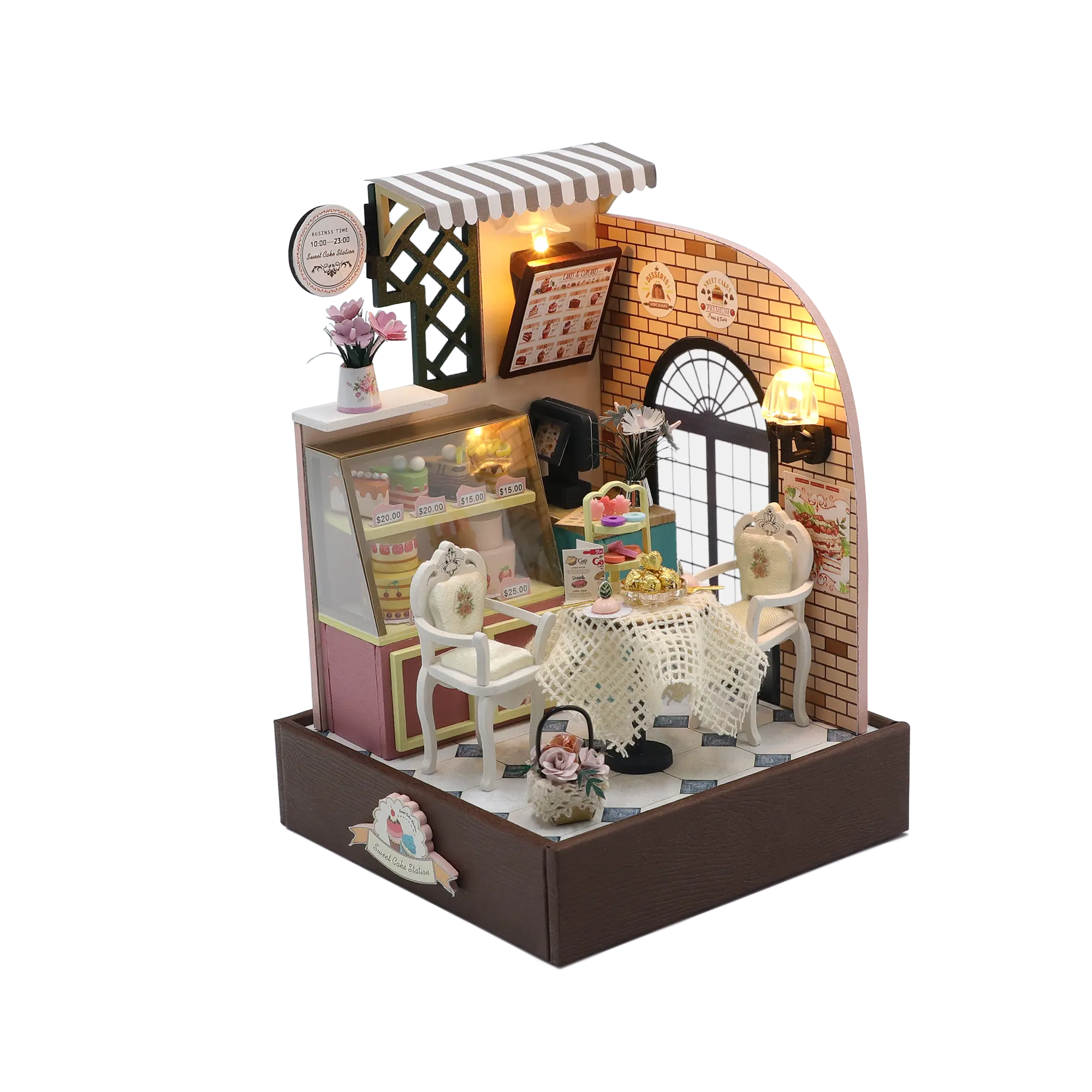Hongda nouveau Style S2201 Sweet Cake Station fait à la main Miniature bricolage maison de poupée en bois pour les filles