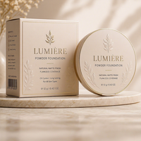 Boîte de fond de teint en poudre rigide carrée personnalisée avec finition gaufrée et impression quadricolore pour l'emballage cosmétique