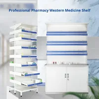 Étagère à médicaments en métal blanc à double face ouverte pour cliniques, hôpitaux, pharmacies externes, organisation de la propreté, présentoir