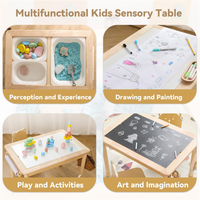 Table d'Activités d'Étude en Bois Multifonctionnelle pour Enfants, Table Sensorielle Montessori en Bois pour Tout-Petits