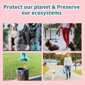 Sacs de caca biodégradables compostables et écologiques pour chiens chats et fécule de maïs pour animaux de compagnie avec étiquette personnalisée - Product Image 3