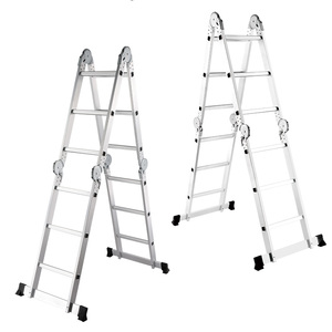 Scala a gradino pieghevole in alluminio 7 in 1 moderna scaletta di estensione telescopica regolabile Multi-posizione EN131 Certified Home Warehouse - Product Image 3