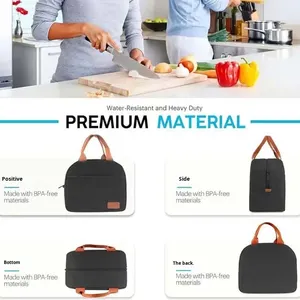 Sac à déjeuner isotherme Oxford imperméable grande capacité, best-seller, avec fermeture éclair, doublure épaisse, portable pour le camping en plein air - Product Image 4