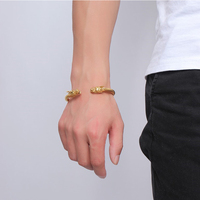 Bracelet en acier inoxydable pour homme Dragon Bracelet en câble doré