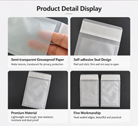 Sacs auto-adhésifs en papier sulfurisé semi-transparents pour bijoux, câbles, petits accessoires, papeterie, rangement et emballage