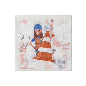 Printed Paper Napkins Construction Theme 330mm x 330mm For Anniversary Parties Restaurant Use - Product Image 5