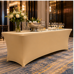 NFPA Certified Black 8ft Spandex <b>Table</b> <b>Cover</b> Stretch Fitted Customizable Heat Resistant Eco-Friendly <b>Waterproof</b> Durable Modern - Product Image 1
