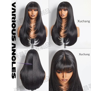วิกผมยาวตรงแบบมีเลเยอร์พร้อมหน้าม้า ลดราคาพิเศษ สำหรับ<span class=keywords><strong>ผู้หญิง</strong></span> วิกผมลูกไม้โปร่งแสง HD  ไม่ใช่<span class=keywords><strong>ผม</strong></span>แท้ - Product Image 4