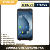 Ordinateur portable mobile T60-5G 5G WIFI-6, terminal de données Android 15, lecteur de codes-barres PDA, écran 6 pouces, 4+64 Go, IP67, 13,56 MHz NFC OCR