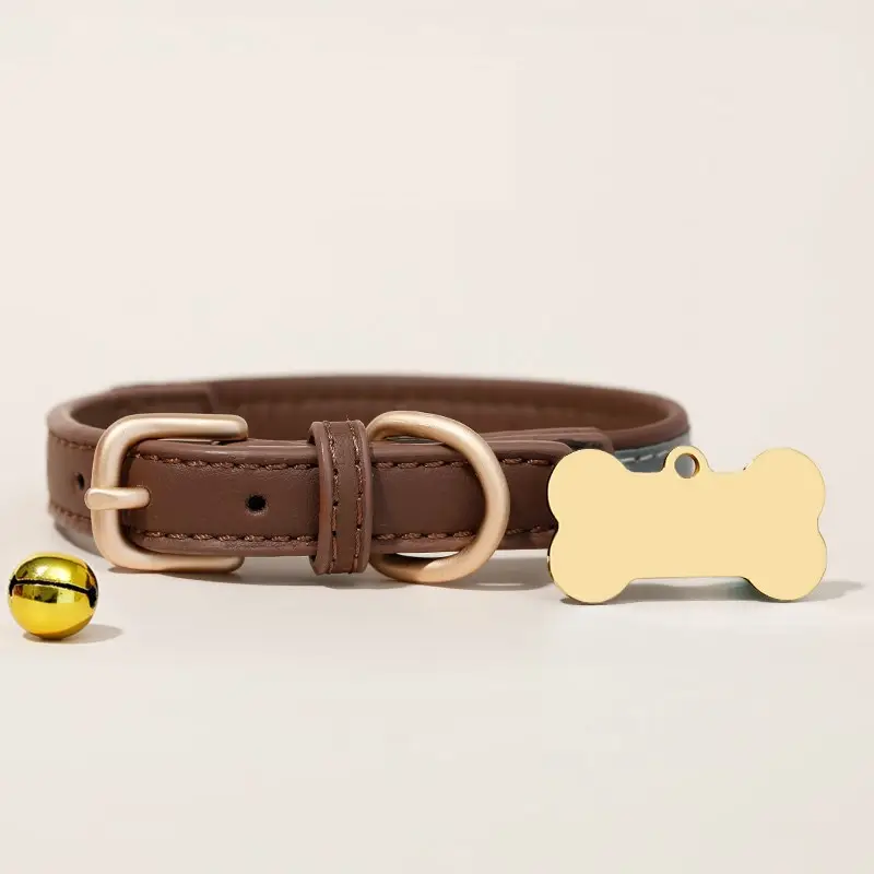 2022 Amazon Hot Sale New Cheap Leather Dog Collar Leather Double D-Ring 3 Best for Medium Large and Extra Large D