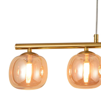 Nicoletta Golden Iron Lustre à suspension moderne à 5 lumières Plafonnier personnalisé de qualité avec corps en PC à LED et interrupteur à base de verre