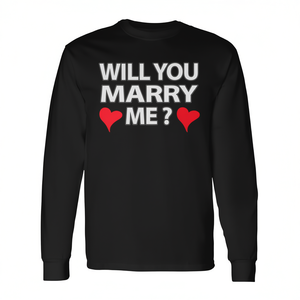 Camiseta Promocional de Manga Corta para Adultos, Corte Clásico, Tallas Pequeñas, Cuello Redondo, Diseño '¿Te Casarías Conmigo?' - Product Image 2