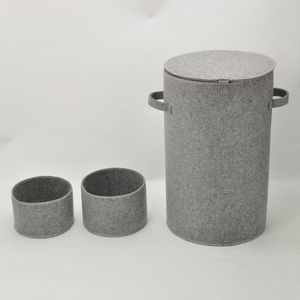 Panier de rangement rectangulaire en feutre fabriqué en Chine, gris foncé/gris clair, organisateur de haute qualité, style classique - Product Image 5