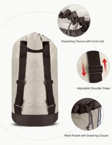 Extra Heavy-Duty Backpack <b>Laundry</b> <b>Bag</b> Large <b>Drawstring</b> <b>Bag</b> with Mesh Pocket Washable <b>Laundry</b> Backpack - Product Image 3