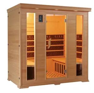 1-6 kişi Sauna odaları 2500W buhar odası aile varil kuru buhar Sauna banyosu katı ahşap Sauna odası