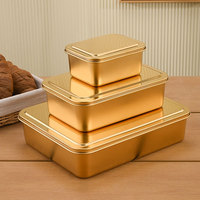 Plateau de rangement alimentaire carré en acier inoxydable classique de luxe doré avec couvercle, plat pour la cuisson du tiramisu/du pain et l'utilisation hôtelière