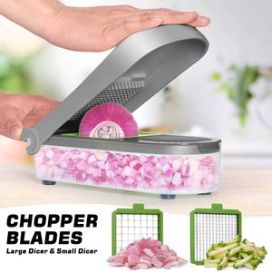 Picador de Verduras Ecológico de 5 Cuchillas con Recipiente, Libre de BPA, Cortador Manual Multifuncional para Preparación de Ensaladas - Product Image 1
