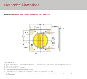 Puce LED COB haute puissance Bridgelux BXRV-TR-2765S-10A0-B-23 2700k 6500k CCT 8.7W Ra80 145 Lm/W Angle de vision de 120° - Product Image 6