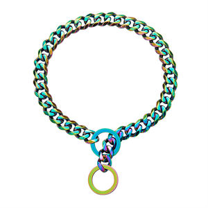 Bigdog & גור צבעוני רוז זהב פלדה קובן שרשרת כלב עם רוחב 15 מ "מ - Product Image 2