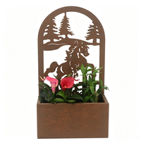 Fournitures de jardin : Jardinière murale en métal rouillé en forme de cheval, pour décoration extérieure de maison et balcon, collection Printemps Festif