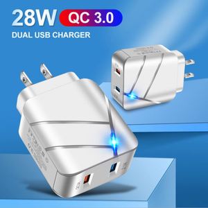 28W Dual USB Port Fast Charger QC3.0 2.1A <b>Power</b> Adapter 5V/3A Output for iPhone16 Pro Max Travel Charging EU US Plug PD Function - Product Image 2