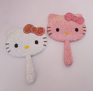 Cartone animato adorabile Bling ciao Kt <span class=keywords><strong>specchio</strong></span> diamante per il trucco da te Girly principessa gattino <span class=keywords><strong>specchio</strong></span> Espejo De Maquillaje <span class=keywords><strong>plastica</strong></span> - Product Image 3