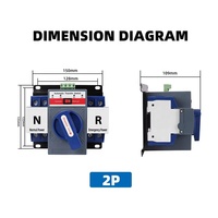 Commutateur de transfert automatique (ATS) double alimentation 2P 4P 63A 230V 20kA monophasé classe PC pour alimentation industrielle