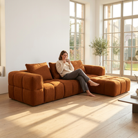 Canapé modulaire contemporain en velours doux pour chambre et salon, avec coussin scellé en velours côtelé et chenille