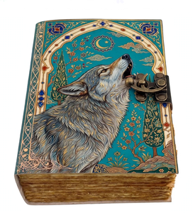 Diario de Cuero Hecho a Mano con Diseño de Lobo Uluglial, Grimoire Vintage con Papel de Borde Irregular, Libro de Sombras Gótico para Escribir y Dibujar - Product Image 1