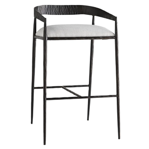 Tabouret de bar haut Ansel en lin et fer/acier, durable, pour bar à domicile et salle à manger - Product Image 5