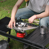 Réchaud de camping à gaz avec structure séparée, fonctionnement manuel, design léger et portable, sac de transport pour la cuisson en extérieur, en voiture et les événements sportifs
