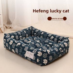 כל עונות השנה מודפסת כלבים מרובעת כלובי חורף מודרני קן חתול קן נשלף ונושקה חוצה גבולות - Product Image 6