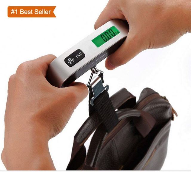 Jumon Portable ABS Plastic Digital LCD Display Battery-Powered 110lb/50kg Luggage Hanging Suitcase Travel Weighing Scale 10g