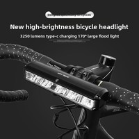Luz Delantera para Bicicleta de Montaña LED Ultrabrillante de 3250 Lúmenes, Alimentada por Batería, Resistente al Agua IPX4, 4 Modos, para Ciclismo Nocturno y Uso Todoterreno, Aleación de Aluminio