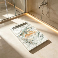 Plaque de drain de douche rectangulaire de luxe à motif pierre, cache-drain linéaire dissimulé pour projets d'ingénierie de salles de bain commerciales