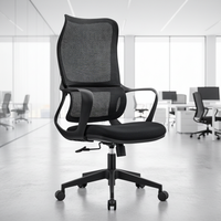 Chaise de bureau ergonomique pivotante à dossier haut en maille noire moderne, confortable, réglable en hauteur, base en acier, vente directe d'usine