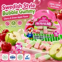 Bonbons gélifiés halal personnalisés en gros, saveur fruitée, deux tons, acidulés et sucrés, cerise et pomme, style suédois, à mâcher, OEM ODM