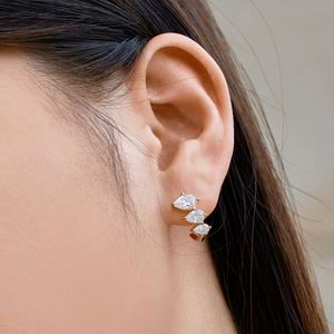 Dylam Dainty New Arrival <b>Fine</b> Jewelry S925 Silver Rhodium 18K Gold Plated 0.5ct Waterdrop Shape 5A Zirconia Hoop <b>Stud</b> <b>Earrings</b> - Product Image 3