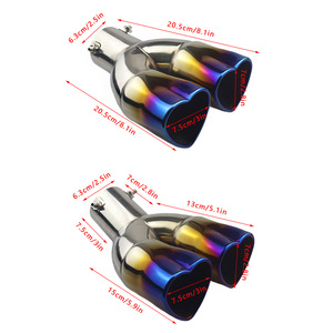 ปลายท่อไอเสียแบบคู่ 1 ชิ้น รูปหัวใจ ปลายท่อสแตนเลสแบบดัดแปลง - Product Image 3