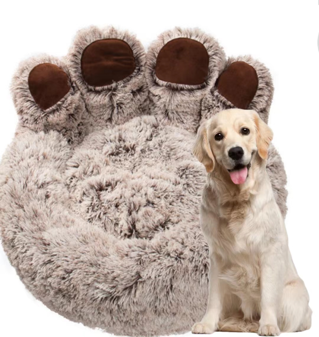 Amazon Top Selling Pet Beds Round Sofa Dog Donut Washable Nest Bear Paw Shape Warm House For Pet Dog Cat