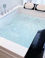 Moderna Bañera de Hidromasaje Acrílica de 2 Plazas con Doble Almohada y Chorros de Agua