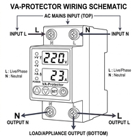 Protecteur de tension intelligent à affichage numérique 220V, réglable et à réenclenchement automatique, avec limitation de surintensité et protection contre les surcharges