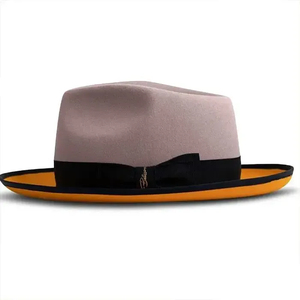 Light <b>purple</b> Wool Fedora <b>Hat</b> With Black Band Unisex Adult Casual Spring Autumn Formal Style - Product Image 1