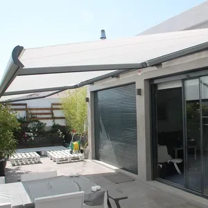 Pergola geri çekilebilir gölge yelken Modern açık Polyester çerçeve yelken kumaş çatı tentesi