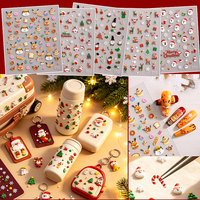 Prêts à être expédiés : Autocollants 5D en relief pour Noël, motifs mignons de dessins animés pour coques de téléphone, tasses, ordinateurs portables et projets DIY
