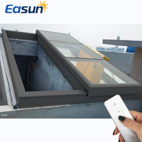 Fenêtre de toit en verre électrique coulissante automatique en forme de L en alliage d'aluminium moderne pour l'angle d'escalier et la terrasse