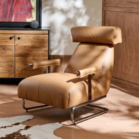 Fauteuil lounge moderne de luxe à dossier haut, rembourrage en mousse 45D et plumes, structure en acier inoxydable, fauteuil d'appoint rembourré pour salon