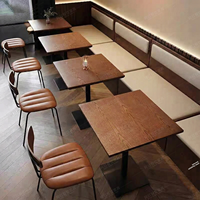 Combinaison Table et Chaises en Bois Massif Style Rétro pour Café, Salon de Thé, Bistro, Restaurant Occidental, Bar, et Mobilier de Restauration (Qingba)