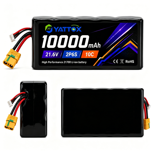 Yattox 6S2P 21.6V 10000mAh 21700 Li-ion Battery Pack OEM Custom for Long Range FPV Drone UAV and E-Bike